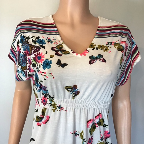 Womens Floral Butterfly Short Swimsuit Cover Up Dress Size Medium - Picture 2 of 4